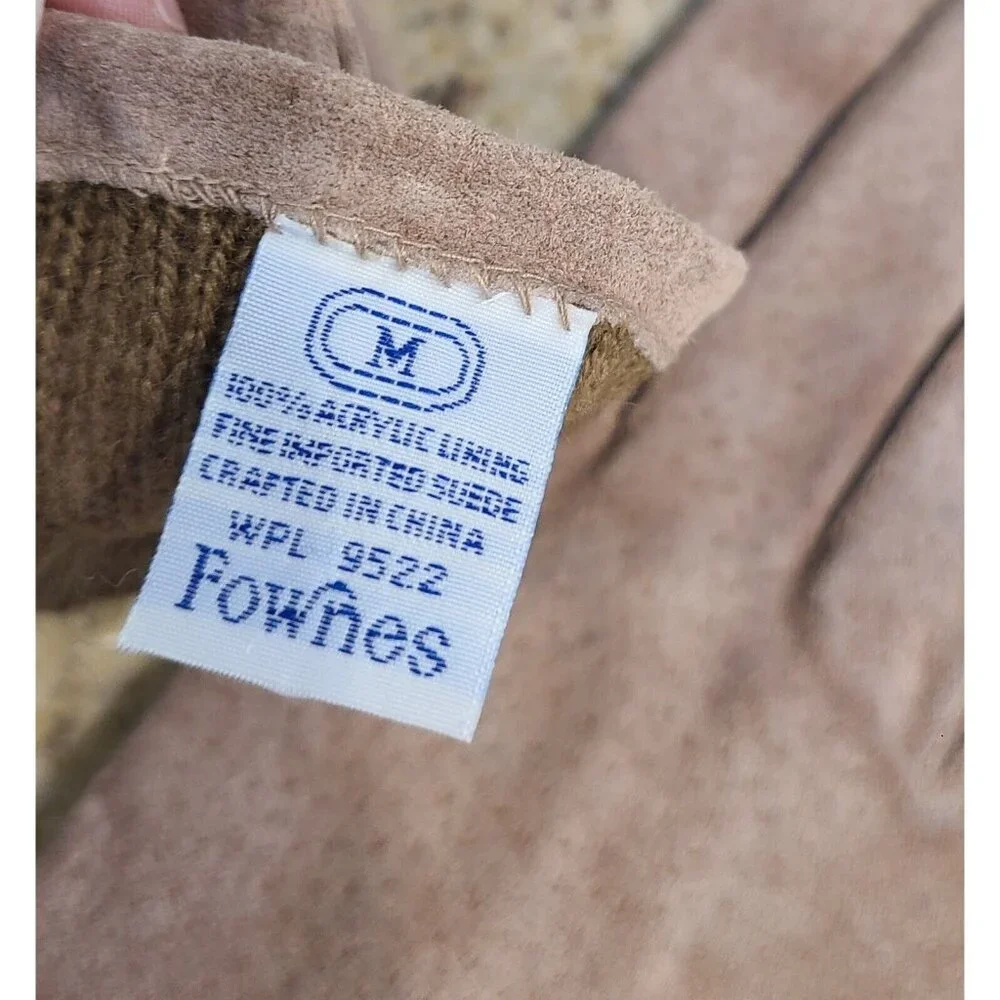 Vtg Fownes Womens Size M Tan Suede Knit Lined 9.5